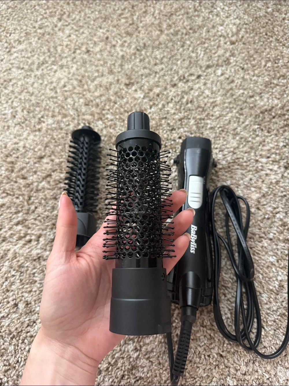 BaByliss Black Corded Hot Air Styler with Two Brush Heads - European plug